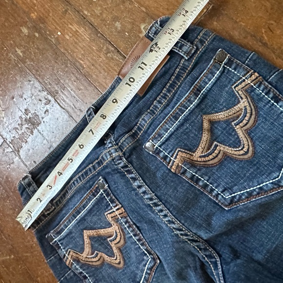 Shyanne Women's Blue Relaxed Jeans with Tan Embroidery - Picture 7 of 8